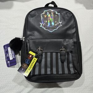 Wednesday (Netflix) Black Backpack with Striped Design